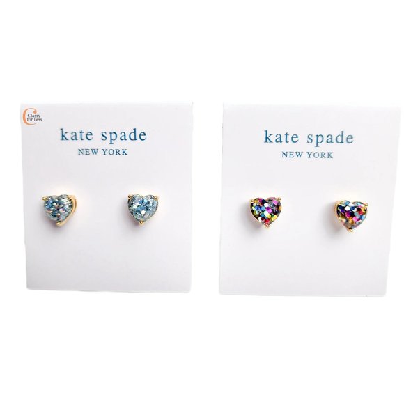 Kate Spade My Love Glitter Heart Stud Earrings - SILVER Awith Dust Bag - Picture 7 of 9